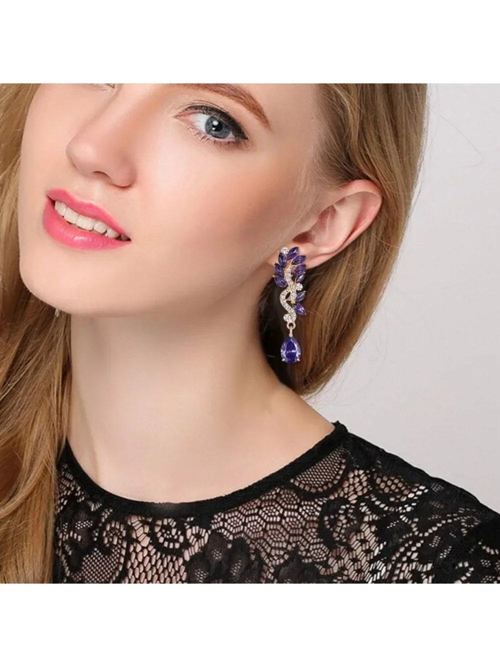 Elegant Austrian Crystal Bridal Teardrop Chandelier Dangle Earrings for Weddings